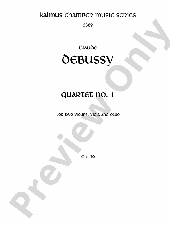 Debussy - String Quartet, Op. 10 - Piano Solo (Digital Download)