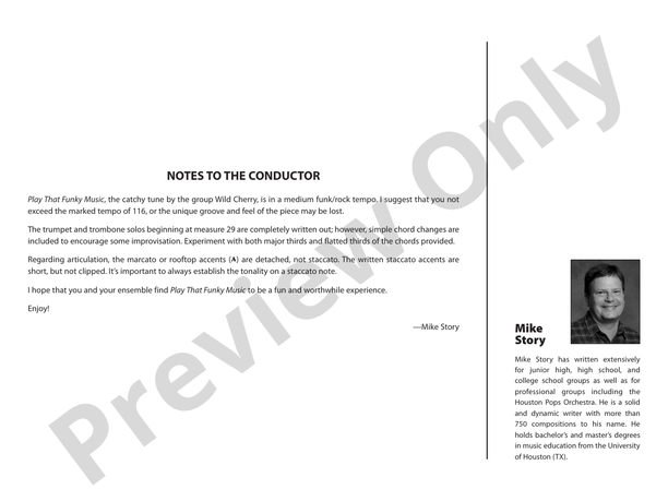 Play That Funky Music (Grade 1) - Jazz Ensemble Conductor Score & Parts(Digital Download)
