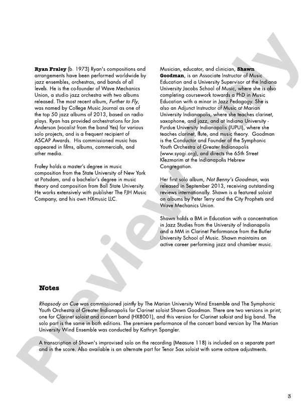 Rhapsody on Cue – Jazz Ensemble Conductor Score & Parts (Digital Download)