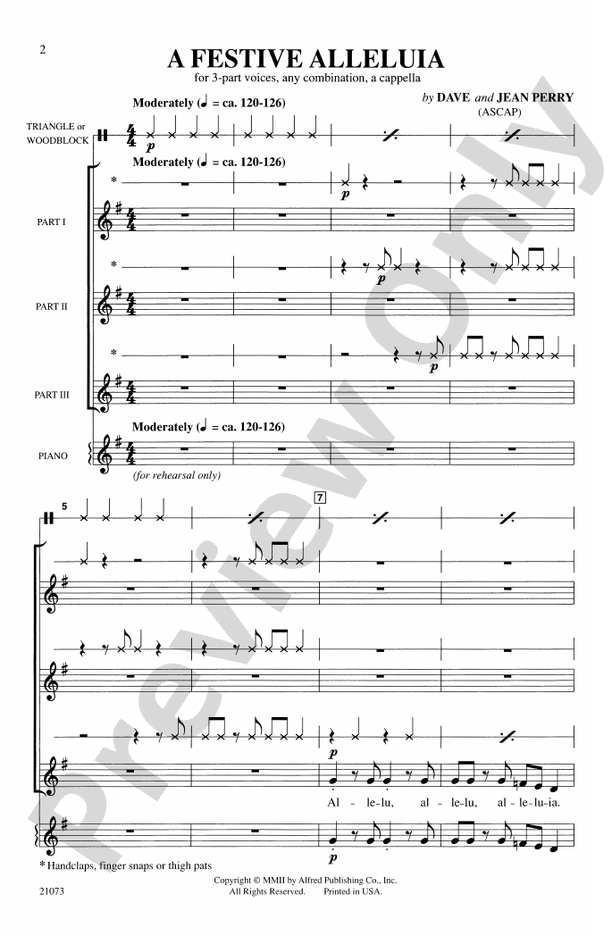 A Festive Alleluia - 3-Part (any combination) Choral Octavo (Digital Download)