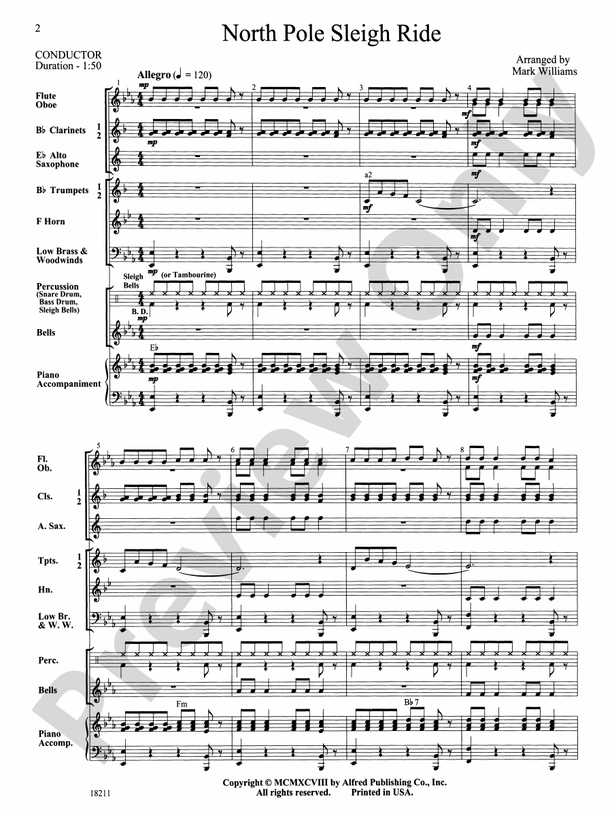 North Pole Sleigh Ride - Concert Band Conductor Score & Parts (Digital Download)