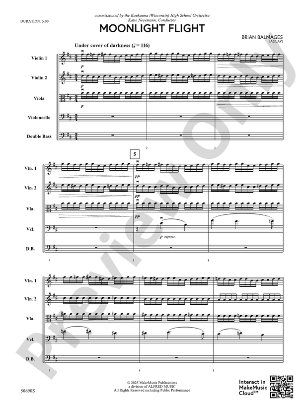 Moonlight Flight - String Orchestra Conductor Score & Parts (Digital Download)