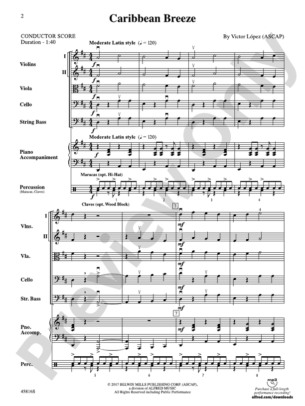 Caribbean Breeze - String Orchestra Conductor Score & Parts (Digital Download)