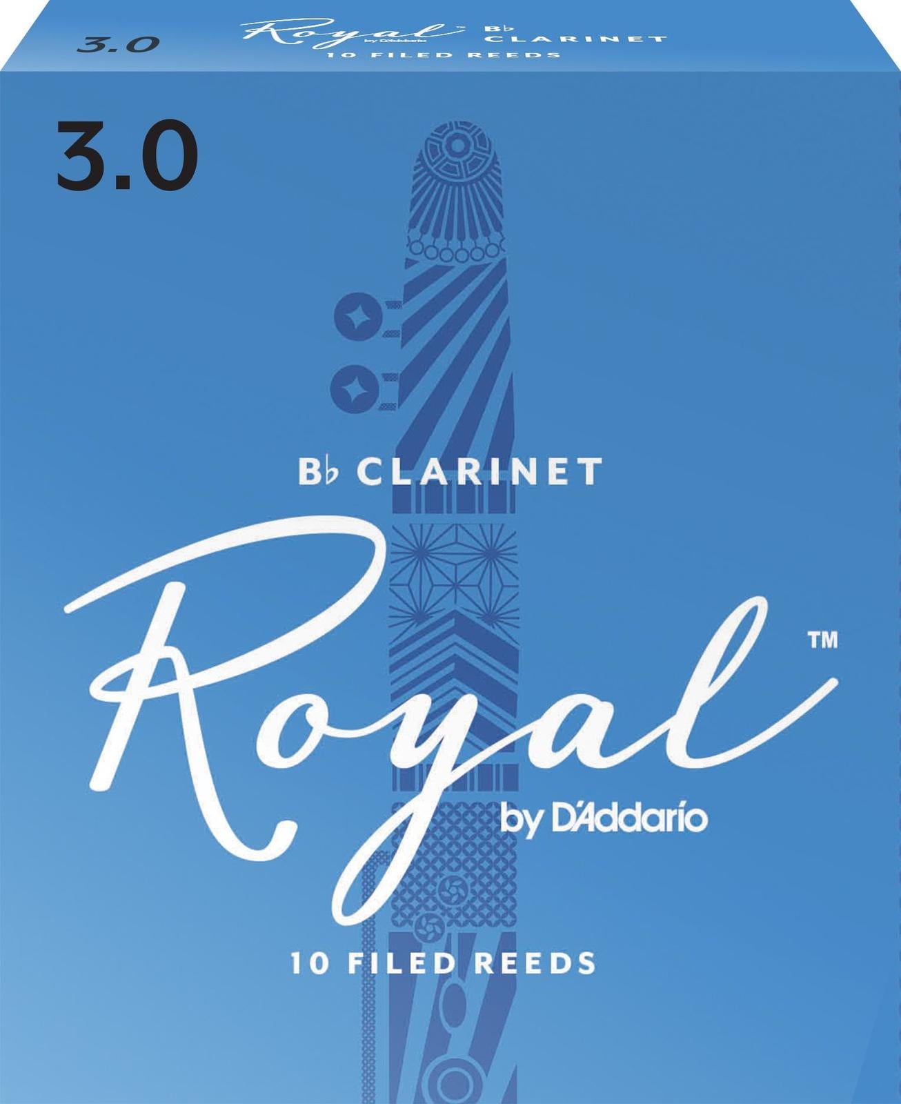 Royal Bb Clarinet Reeds, Strength 3.0, 10-Pack