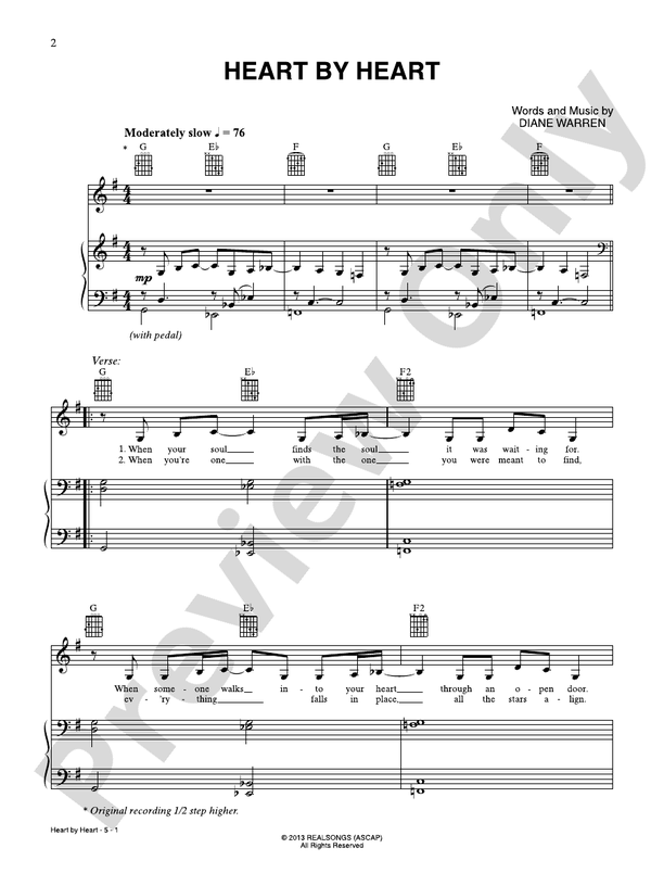 Heart by Heart - Diane Warren - PVG (Digital Download)