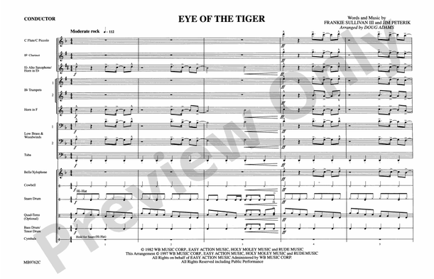 Eye of the Tiger (Arr. Doug Adams) – Marching Band Conductor Score & Parts (Digital Download)