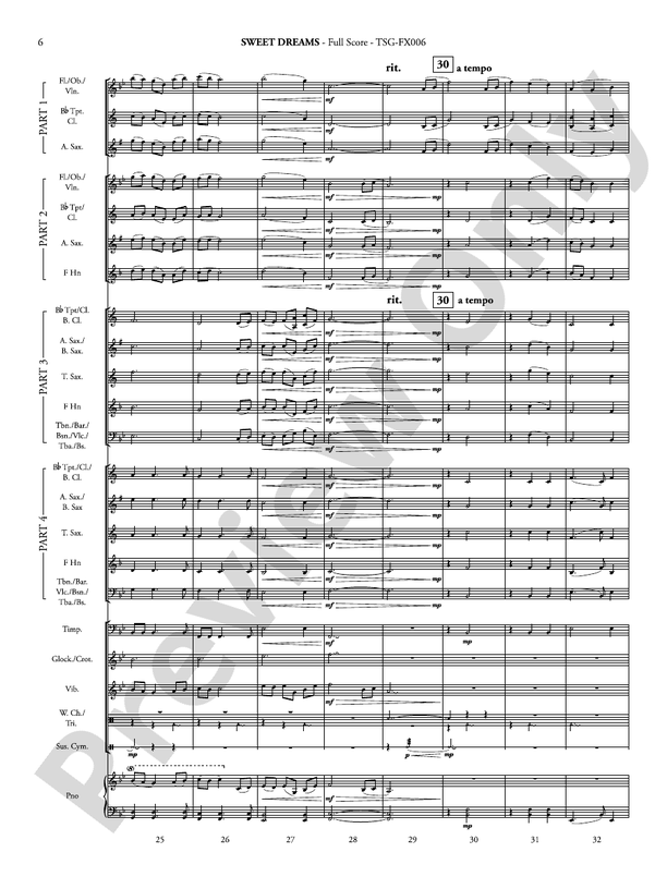 Sweet Dreams (Flexible Arrangement) - Concert Band Conductor Score & Parts (Digital Download)