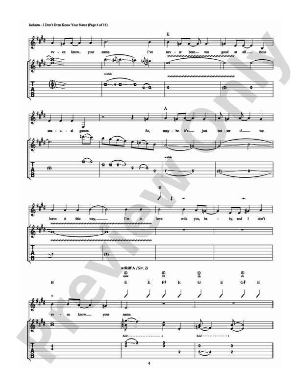 I Don't Even Know Your Name - Guitar TAB (Digital Download)