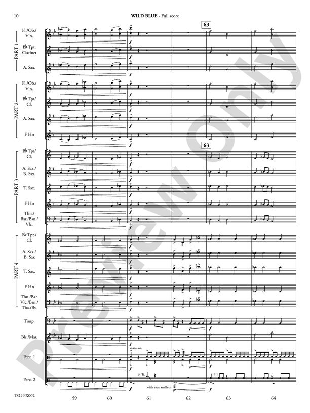 Wild Blue (Flexible Arrangement) - Concert Band Conductor Score & Parts (Digital Download)