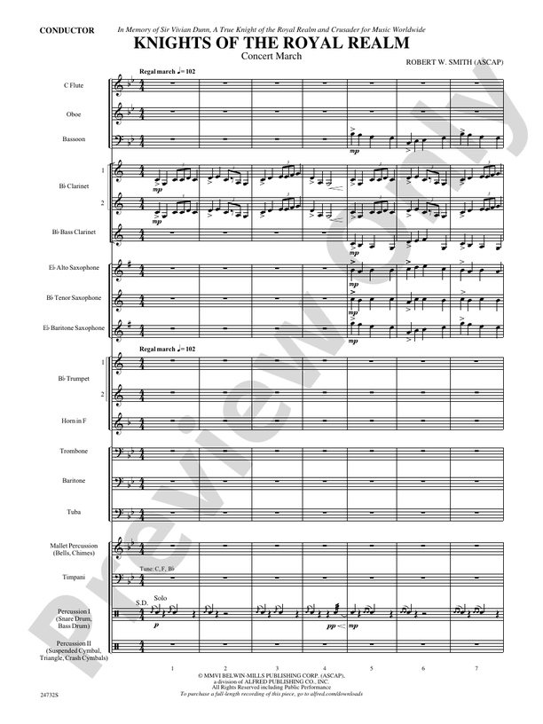 Knights of the Royal Realm (Concert March) - Concert Band Conductor Score & Parts (Digital Download)