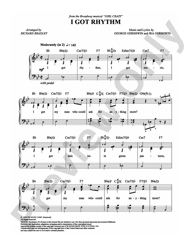 I Got Rhythm - Arr. Richard Bradley - Easy Piano (Digital Download)