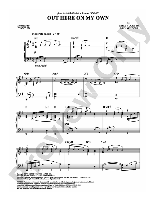 Out Here On My Own - Piano (Digital Download)