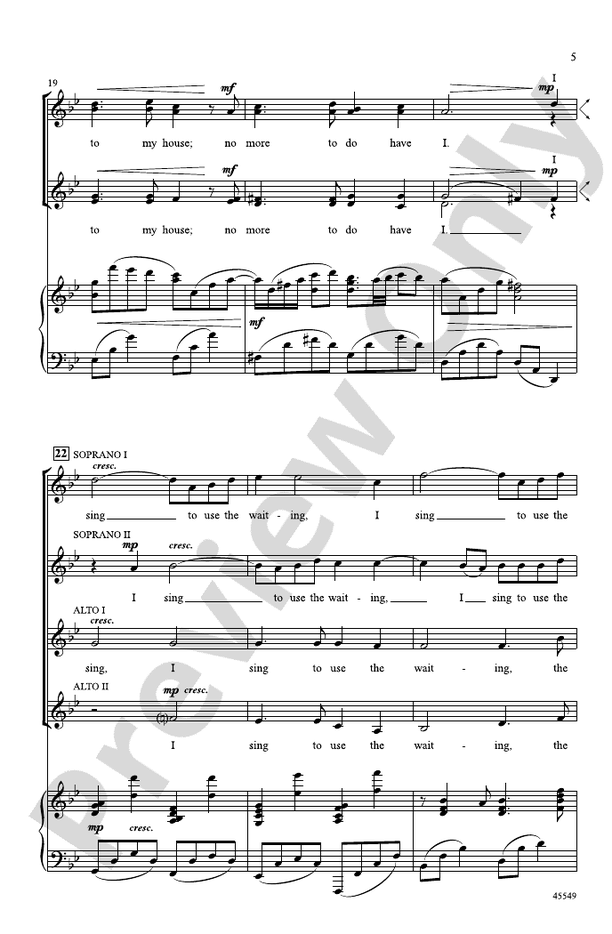 I Sing to Use the Waiting – SSAA Choral Octavo (Digital Download)