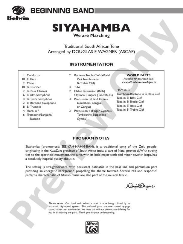 Siyahamba (We Are Marching) - Concert Band Conductor Score & Parts (Digital Download)