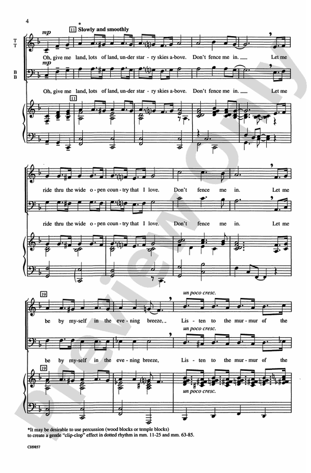 Don't Fence Me In – TTBB Choral Octavo (Digital Download)