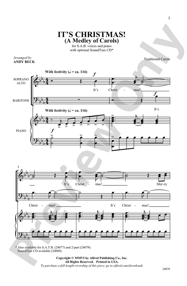 It's Christmas! (A Medley of Carols) – SAB Choral Octavo - Digital Sheet Music Download (Digital Download)