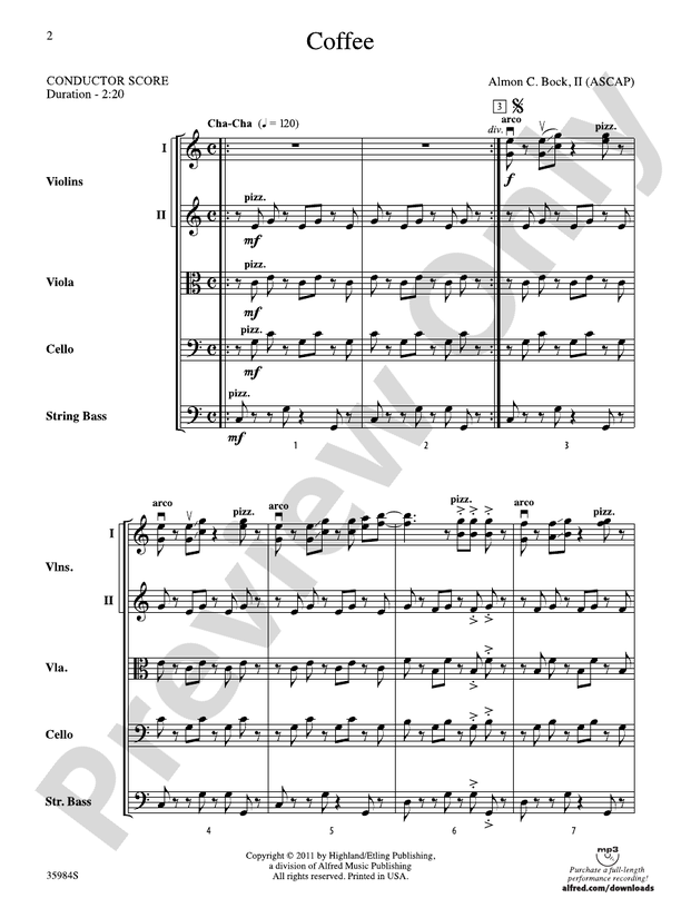 Coffee – String Orchestra Conductor Score & Parts (Digital Download)