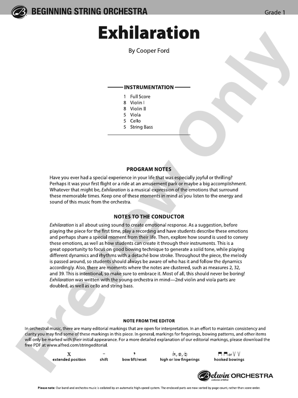 Exhilaration - String Orchestra Conductor Score & Parts (Digital Download)