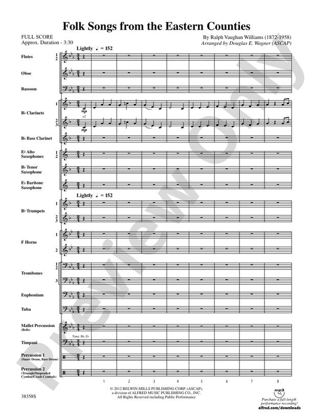 Folksongs from the Eastern Counties - Concert Band Conductor Score & Parts (Digital Download)