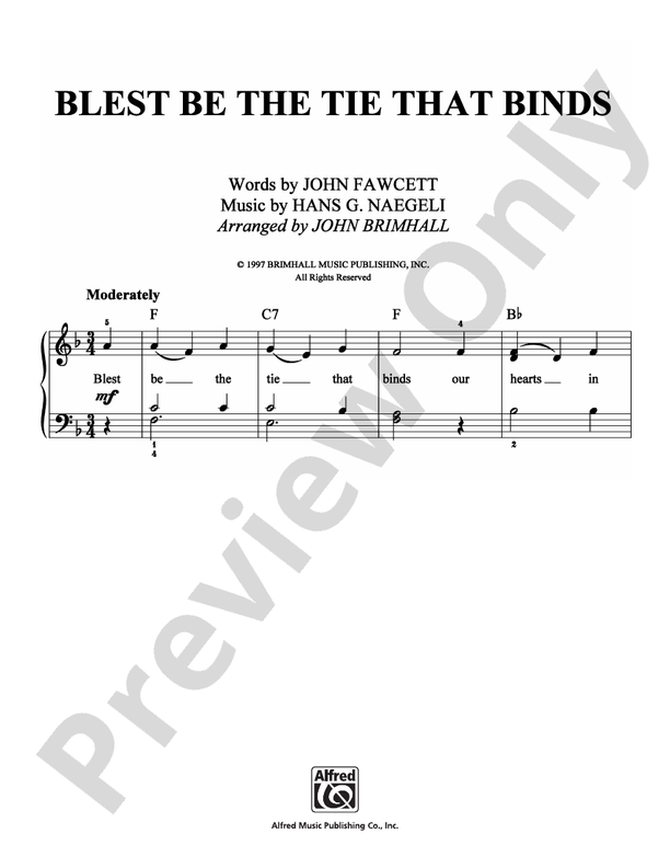 Blest Be the Tie that Binds - Arr. John Brimhall - Easy Piano (Digital Download)
