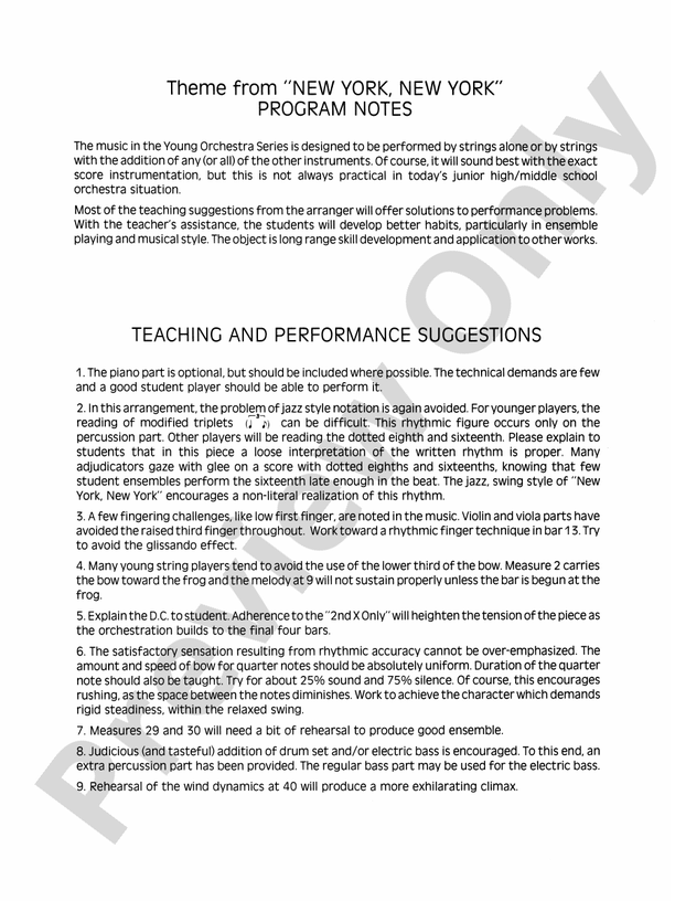 New York, New York, Theme from – Ful Orchestra Conductor Score & Parts (Digital Download)