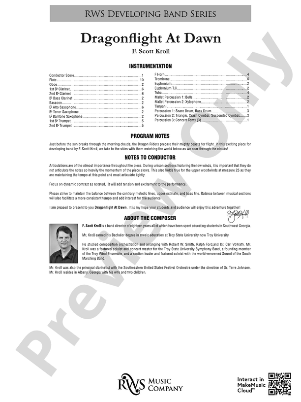 Dragonflight at Dawn - Concert Band Conductor Score & Parts (Digital Download)