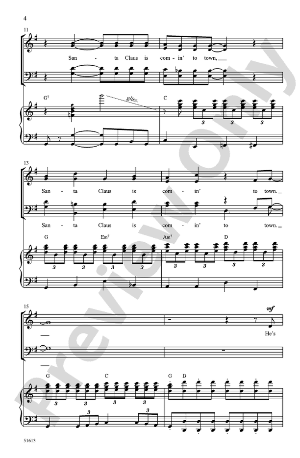 Santa Claus Is Comin' to Town - SATB Choral Octavo (Digital Download)