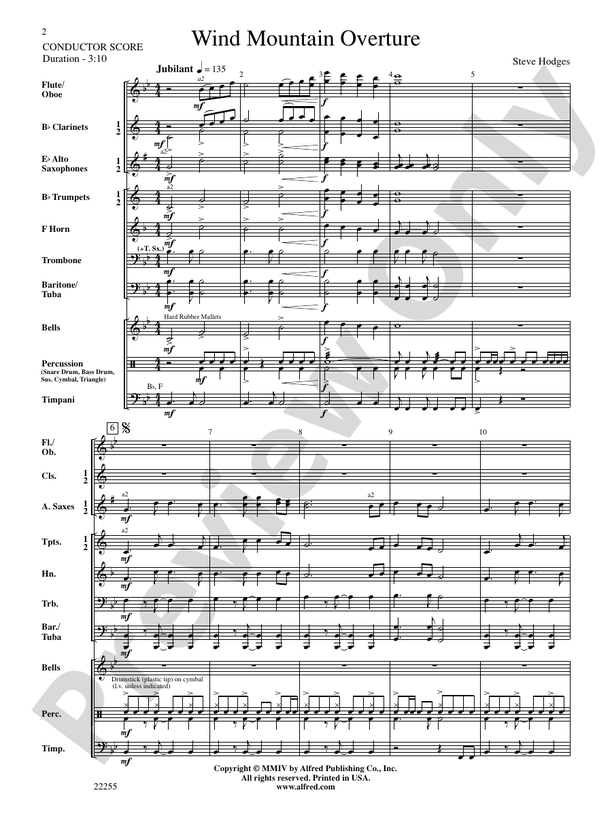 Wind Mountain Overture - Concert Band Conductor Score & Parts (Digital Download)