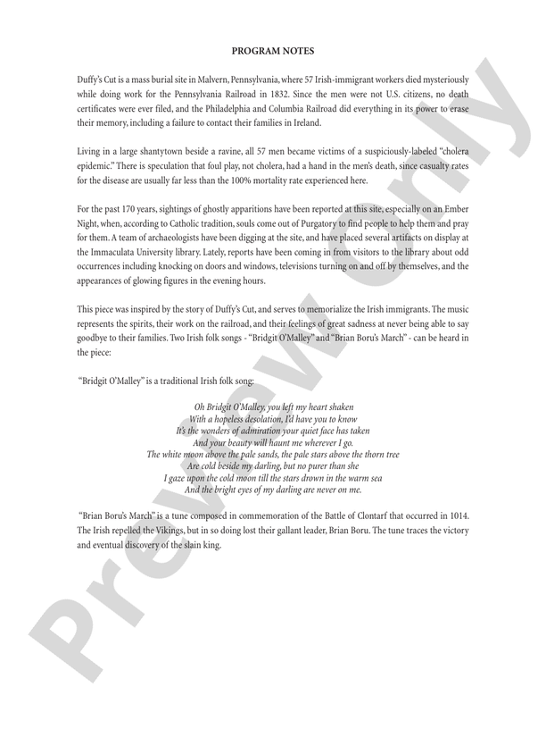The Mystery of Duffy's Cut - Concert Band Conductor Score & Parts (Digital Download)