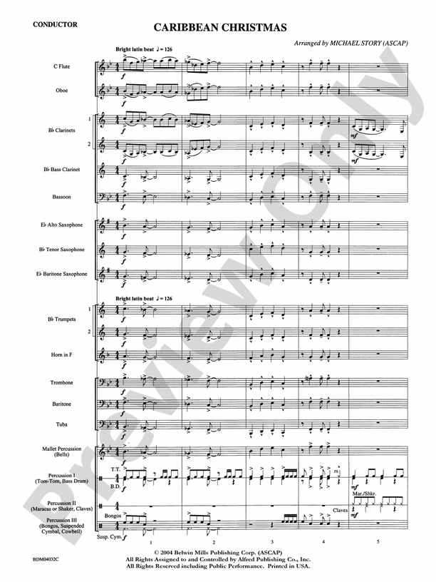 Caribbean Christmas - Concert Band Conductor Score & Parts (Digital Download)