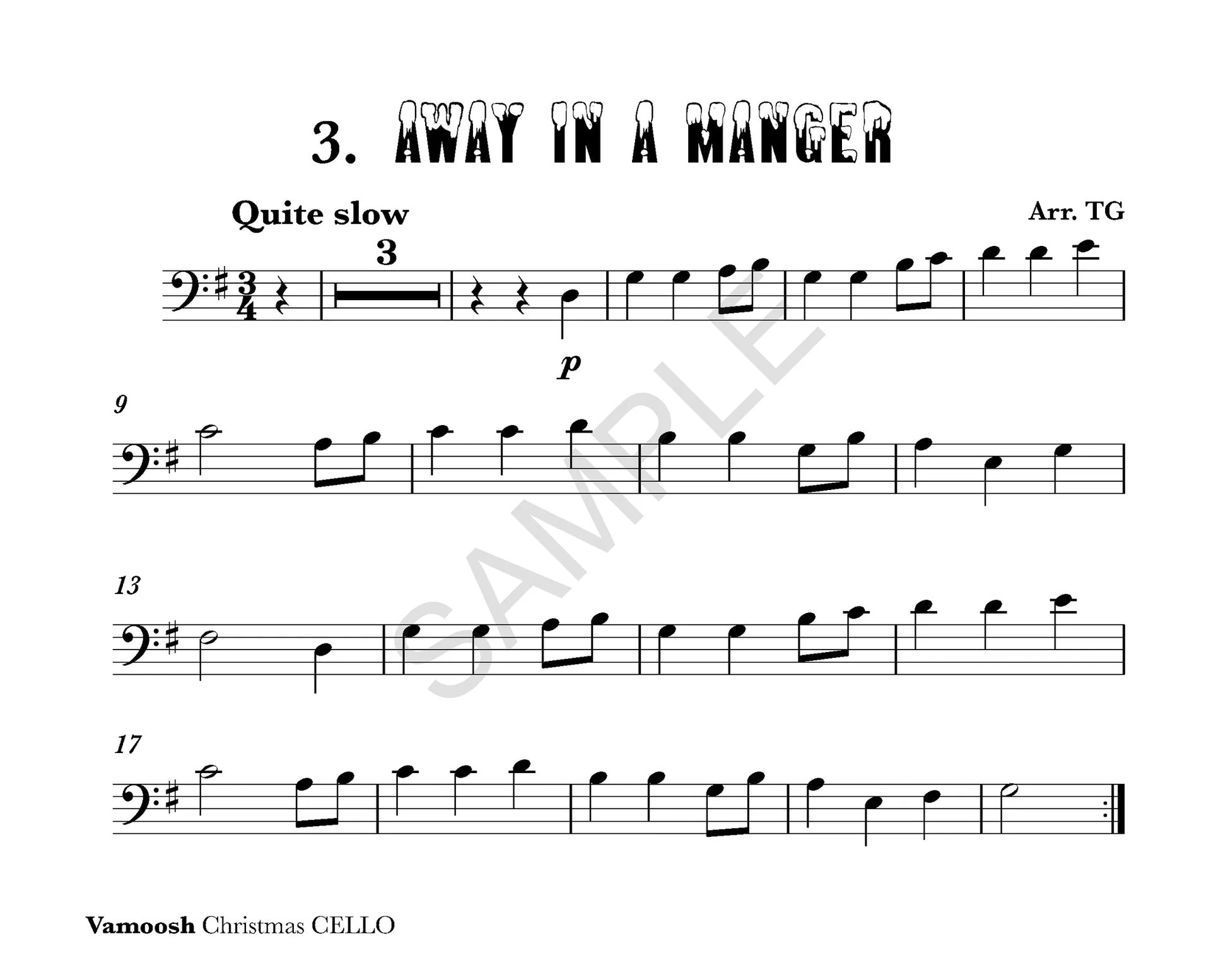 Vamoosh Christmas - Cello/Audio Access Online arranged by Gregory Vamoosh Music VAM17
