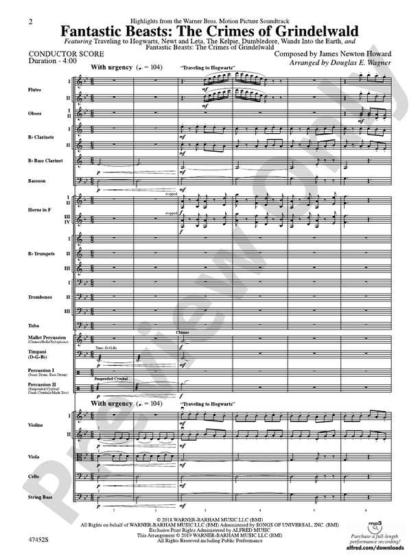 Fantastic Beasts: The Crimes of Grindelwald – Full Orchestra Conductor Score & Parts (Digital Download)