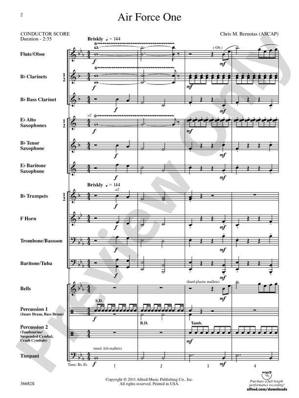 Air Force One (Chris M Bernotas) - Concert Band Conductor Score & Parts (Digital Download)