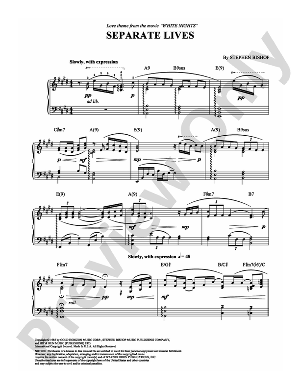 Separate Lives - Piano (Digital Download)