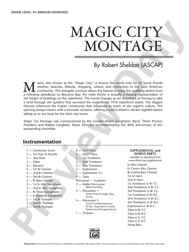 Magic City Montage - Concert Band Conductor Score & Parts (Digital Download)