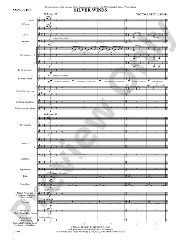 Silver Winds - Concert Band Conductor Score & Parts (Digital Download)