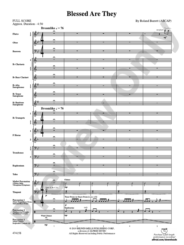 Blessed Are They - Concert Band Conductor Score & Parts (Digital Download)