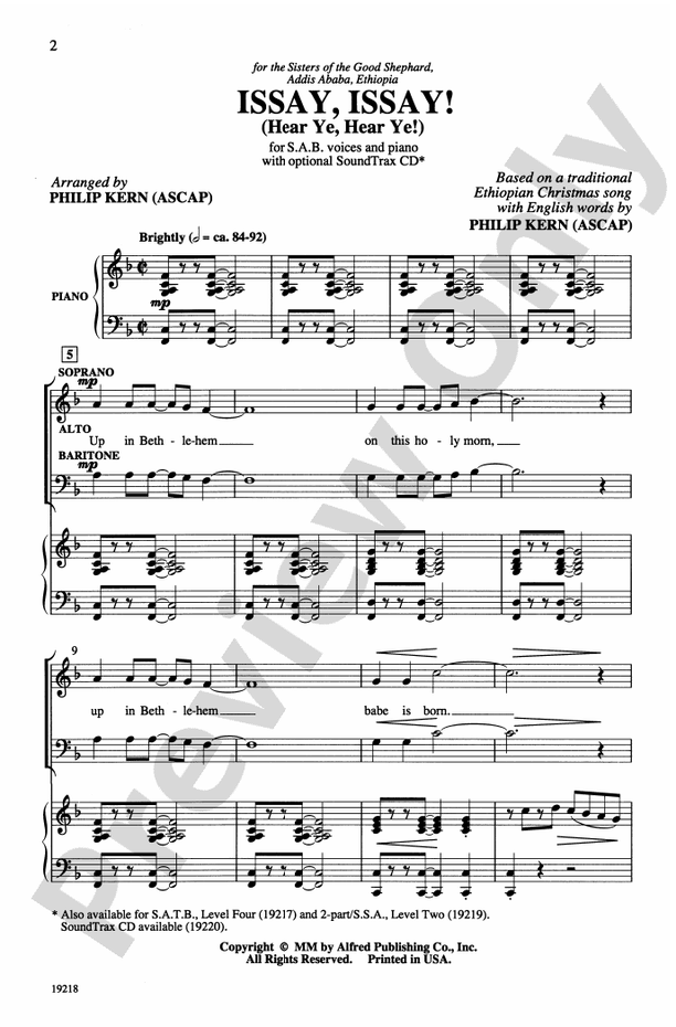 Issay, Issay! (Hear Ye, Hear Ye!) – SAB Choral Octavo - Digital Sheet Music Download (Digital Download)