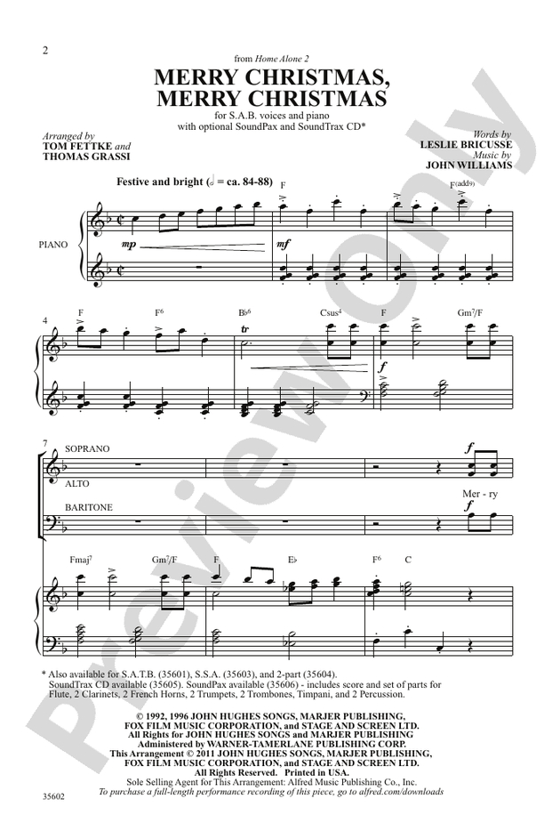 Merry Christmas, Merry Christmas (from Home Alone 2) – SAB Choral Octavo (Digital Download)