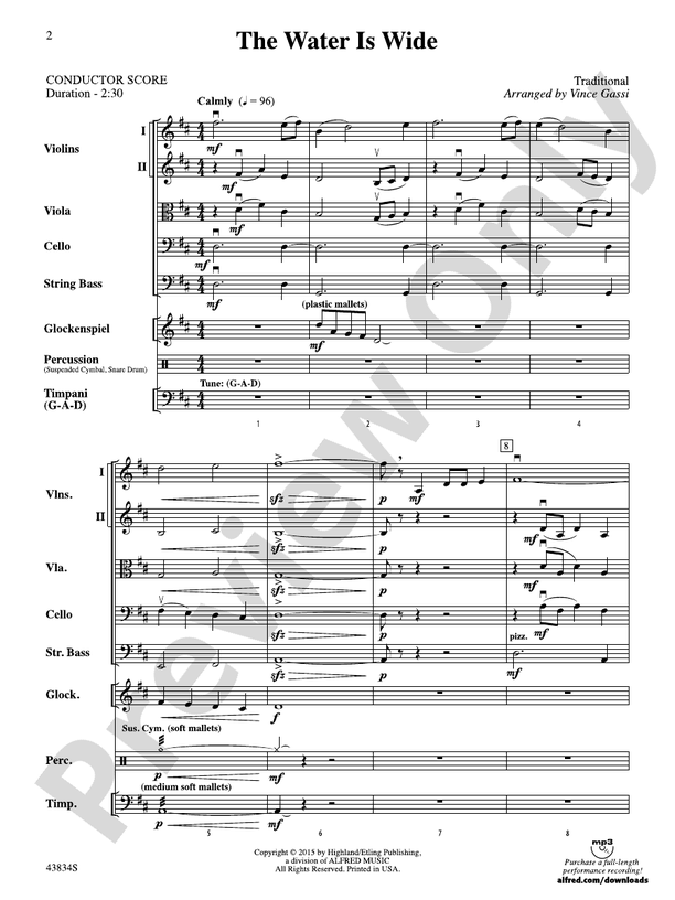 The Water Is Wide – String Orchestra Conductor Score & Parts (Digital Download)