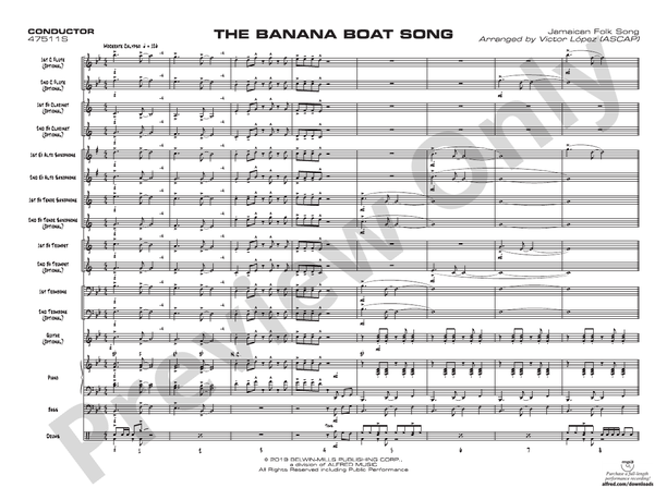 The Banana Boat Song – Jazz Ensemble Conductor Score & Parts (Digital Download)