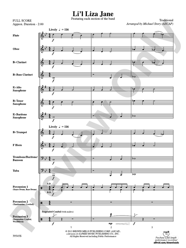 Li'l Liza Jane - Concert Band Conductor Score & Parts (Digital Download)