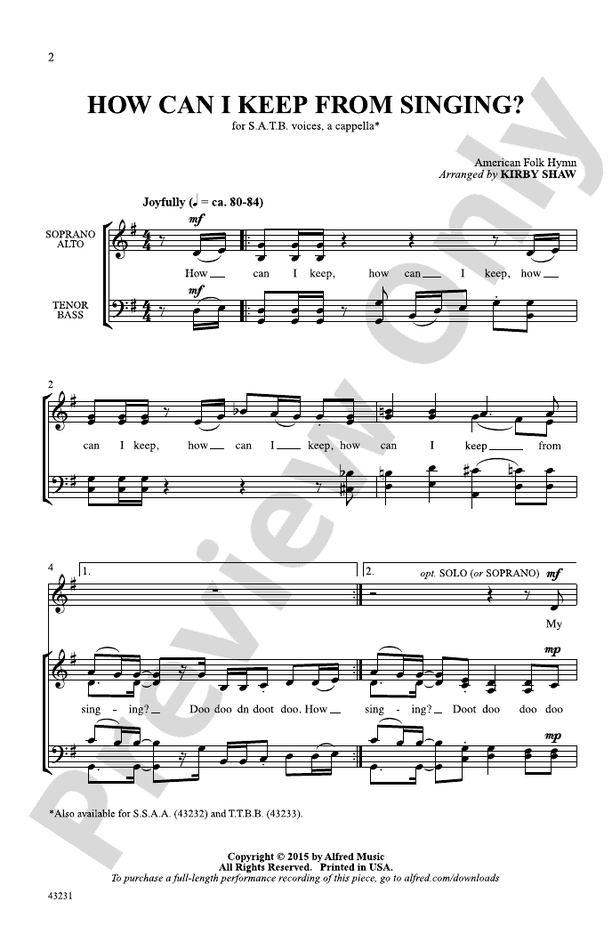How Can I Keep from Singing? – SATB a cappella (Digital Download)