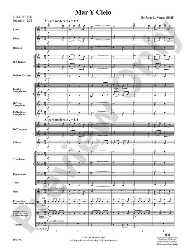 Mar Y Cielo - Concert Band Conductor Score & Parts (Digital Download)
