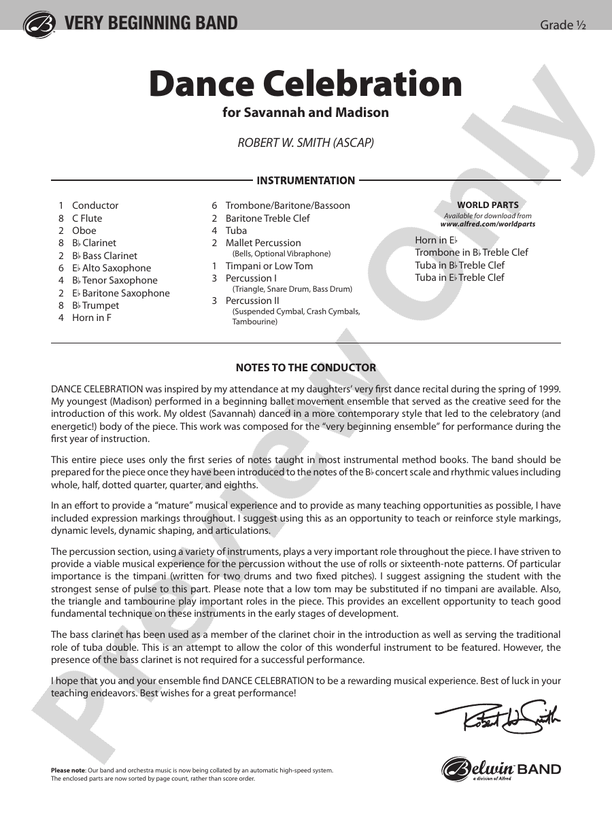 Dance Celebration - Concert Band Conductor Score & Parts (Digital Download)