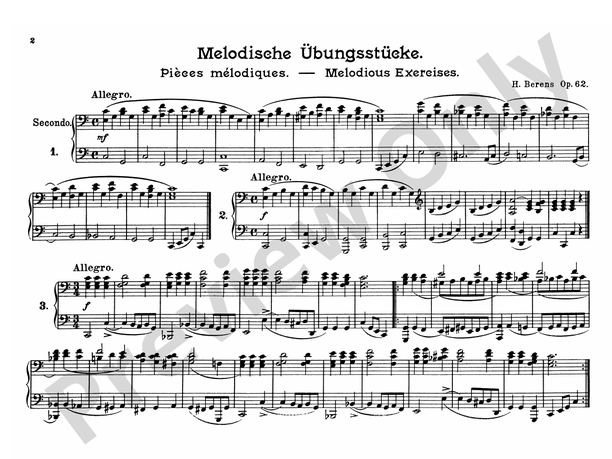 Berens - Melodious Exercises, Op. 62 - 1 Piano, 4 Hands (Digital Download)