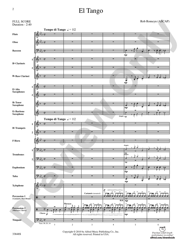 El Tango - Concert Band Conductor Score & Parts (Digital Download)