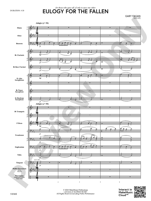 Eulogy for the Fallen – Concert Band Conductor Score & Parts (Digital Download)