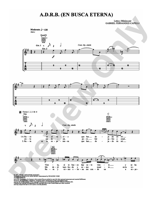 A.D.R.B. (En Busca Eterna) - Guitar TAB (Digital Download)