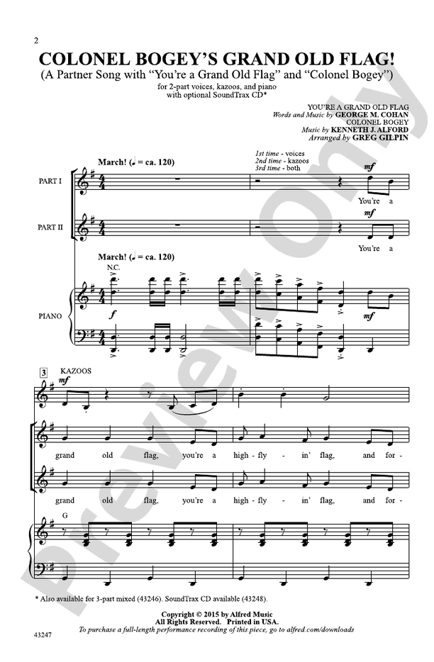 Colonel Bogey's Grand Old Flag! – 2-Part Choral Octavo (Digital Download)